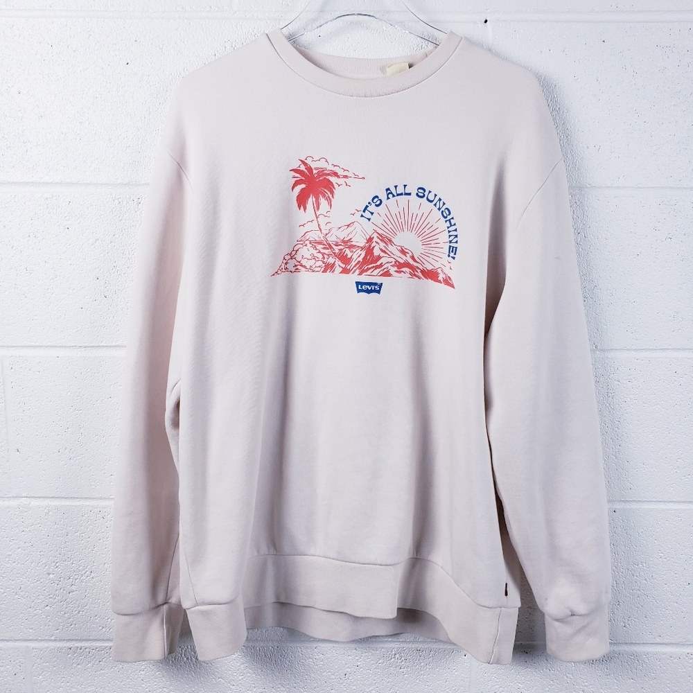 Levi's It's All Sunshine‎ Crewneck Graphic Sweatshirt Fleece Lined Size Large